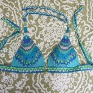 Victoria's secret swimsuit top teal Sz L padded